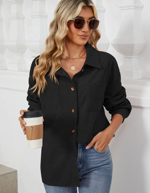 Load image into Gallery viewer, Button Up Dropped Shoulder Long Sleeve Outerwear
