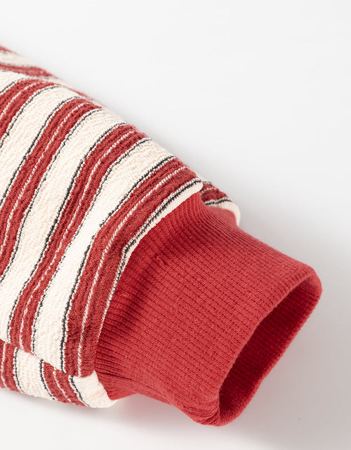 Load image into Gallery viewer, Stripe Johnny Collar Drop Shoulder Sweatshirt

