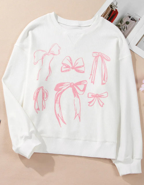Load image into Gallery viewer, Bow Round Neck Long Sleeve Sweatshirt
