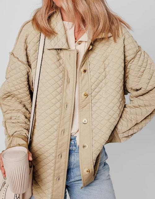 Load image into Gallery viewer, Exposed Seam Collared Neck Button Up Shacket
