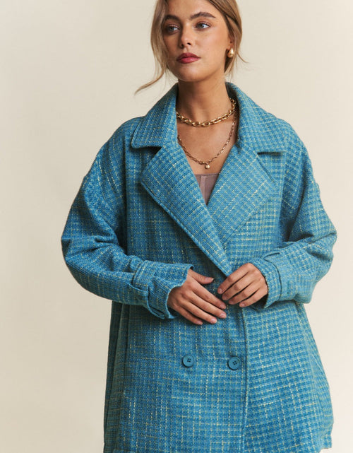 Load image into Gallery viewer, J.NNA Tweed Double-Breasted Long Sleeve Coat
