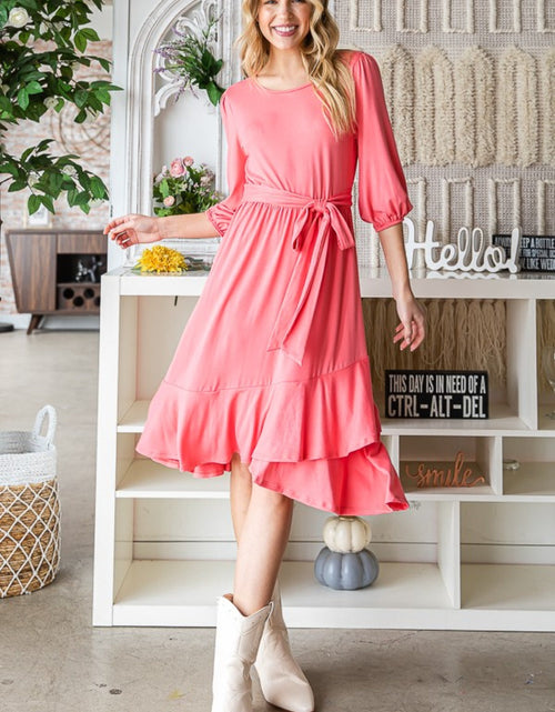 Load image into Gallery viewer, Reborn J Tie Front Ruffle Hem Dress
