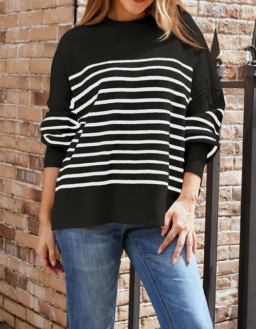 Load image into Gallery viewer, Striped Round Neck Long Sleeve Sweatshirt
