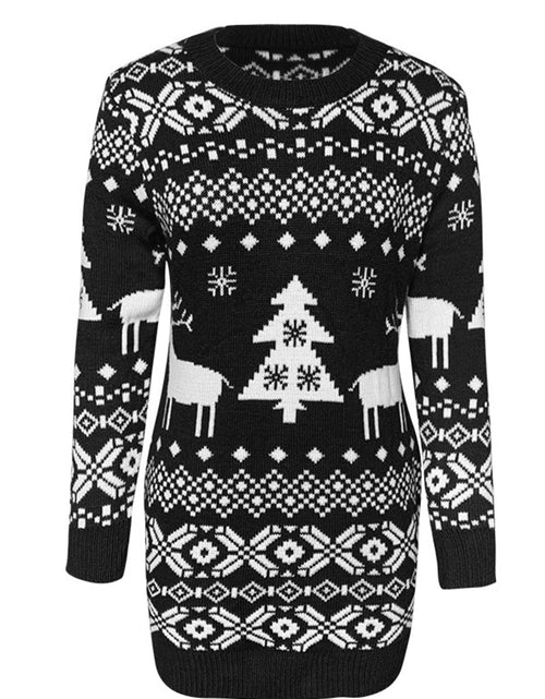 Load image into Gallery viewer, Christmas Element Round Neck Mini Sweater Dress
