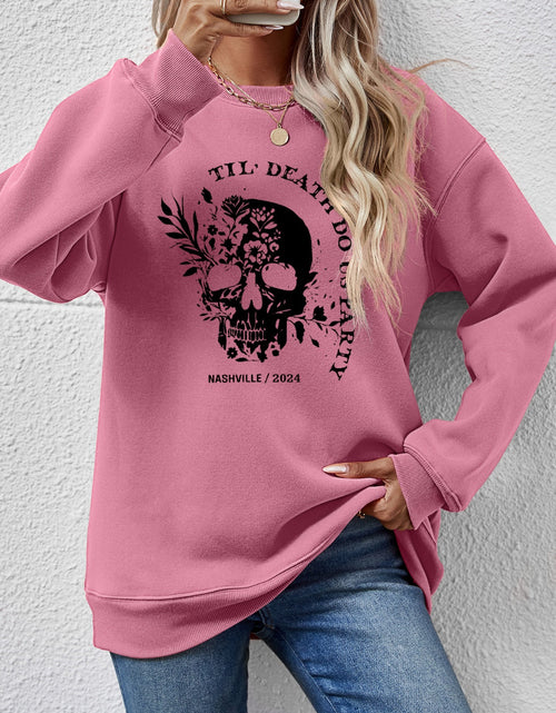 Load image into Gallery viewer, Graphic Round Neck Dropped Shoulder Sweatshirt
