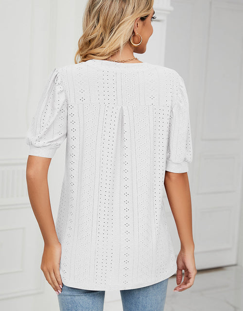 Load image into Gallery viewer, Eyelet Notched Short Sleeve T-Shirt
