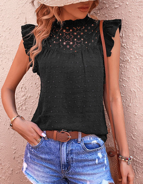 Load image into Gallery viewer, Perfee Swiss Dot Butterfly Sleeve Top
