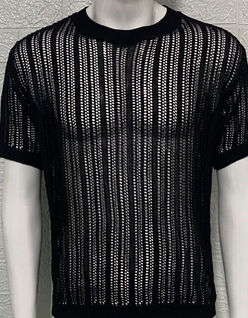 Load image into Gallery viewer, Men's Openwork Round Neck Knit T-Shirt

