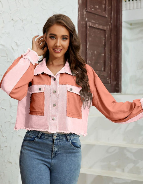 Load image into Gallery viewer, Color Block Crop Jacket with Pockets
