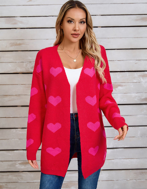 Load image into Gallery viewer, Angel Wings Heart Open Front Long Sleeve Cardigan
