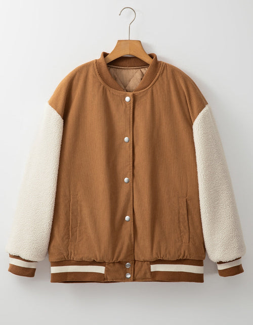 Load image into Gallery viewer, Contrast Baseball Collar Snap Down Long Sleeve Jacket
