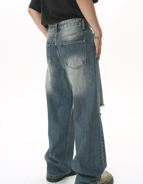 Load image into Gallery viewer, Distressed Wide Leg Men's Jeans
