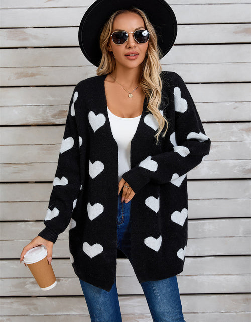 Load image into Gallery viewer, Angel Wings Heart Open Front Long Sleeve Cardigan
