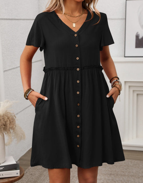 Load image into Gallery viewer, Button Front Flutter Sleeve Dress
