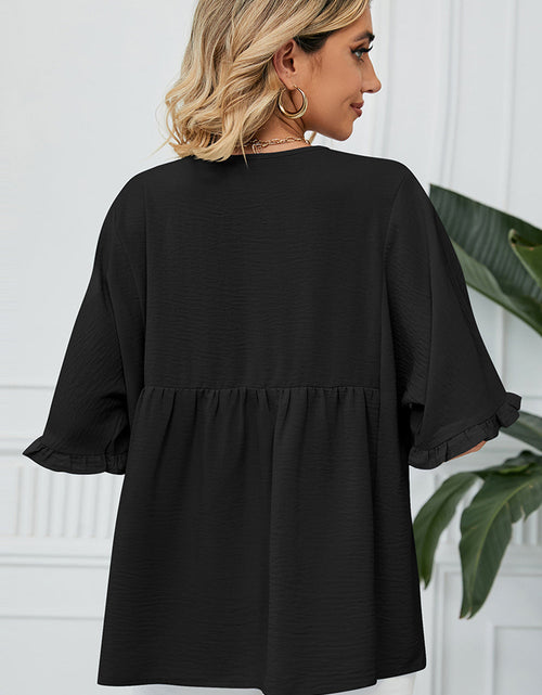 Load image into Gallery viewer, Peplum V-Neck Half Sleeve T-Shirt
