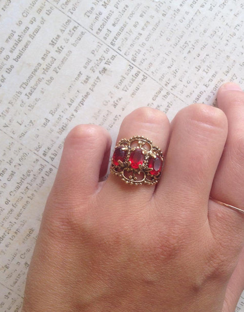 Load image into Gallery viewer, Vintage Ring Austrian Crystal Cocktail Ring Antique 18k Gold Womans Jewelry by PVD Vintage Jewelry
