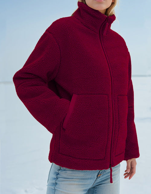 Load image into Gallery viewer, Turtleneck Zip Up Long Sleeve Plush Jacket

