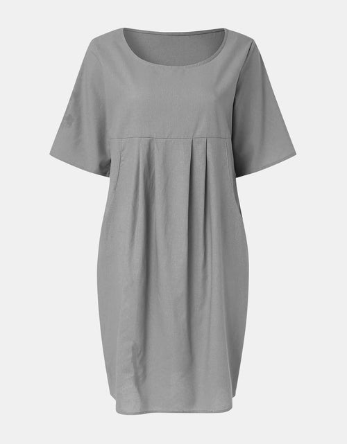 Load image into Gallery viewer, Full Size Round Neck Half Sleeve Dress with Pockets
