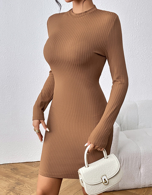 Load image into Gallery viewer, Honey Long Sleeve Ribbed Mini Dress
