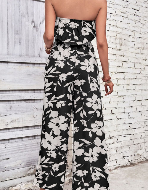 Load image into Gallery viewer, Perfee Floral Strapless Wide Leg Jumpsuit
