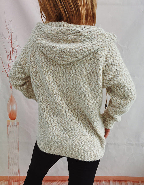 Load image into Gallery viewer, Zip Up Drawstring Long Sleeve Hooded Sweater

