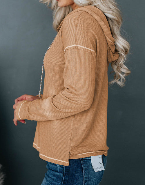 Load image into Gallery viewer, Dropped Shoulder Buttoned Hoodie

