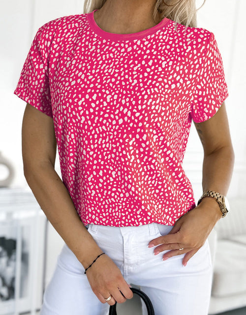 Load image into Gallery viewer, Animal Print Round Neck Short Sleeve T-Shirt
