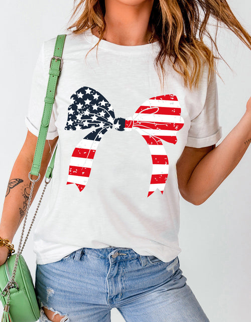 Load image into Gallery viewer, Bow Round Neck Short Sleeve T-Shirt
