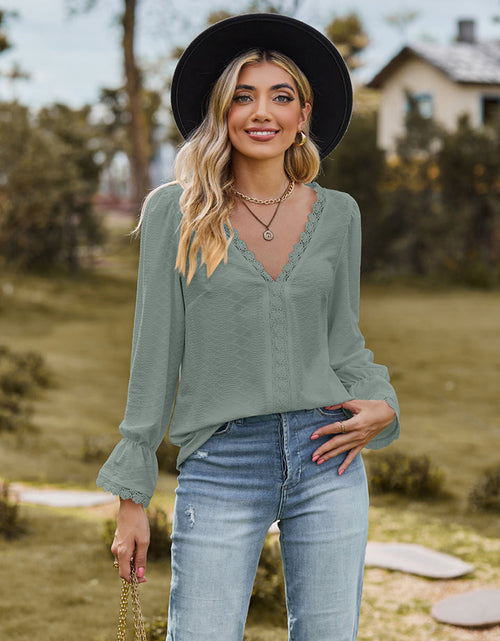 Load image into Gallery viewer, V-Neck Flounce Sleeve Blouse
