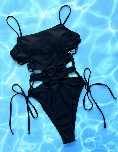 Load image into Gallery viewer, Cutout Lace-Up Spaghetti Strap One-Piece Swimsuit
