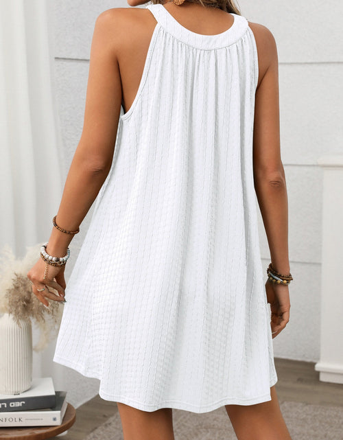 Load image into Gallery viewer, Textured Grecian Neck Mini Dress
