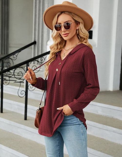 Load image into Gallery viewer, Long Sleeve Hooded Blouse
