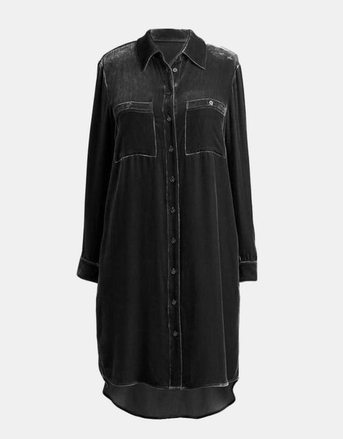 Load image into Gallery viewer, High-Low Button Up Long Sleeve Knee Length Dress
