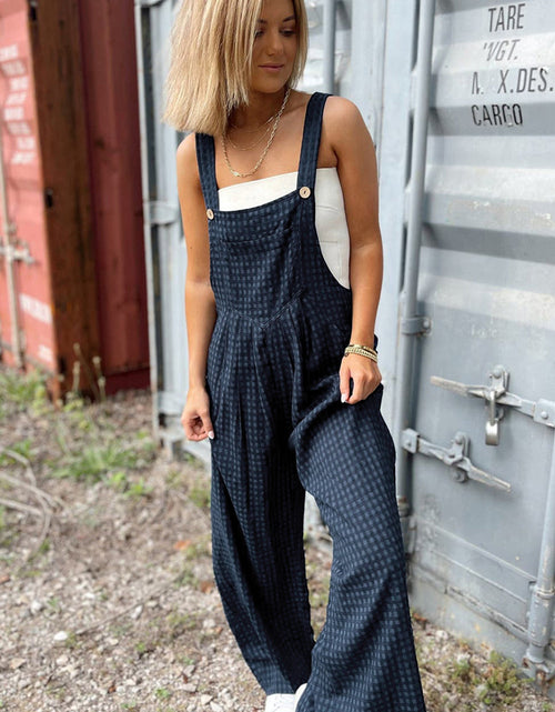 Load image into Gallery viewer, Plaid Wide Strap Wide Leg Overalls
