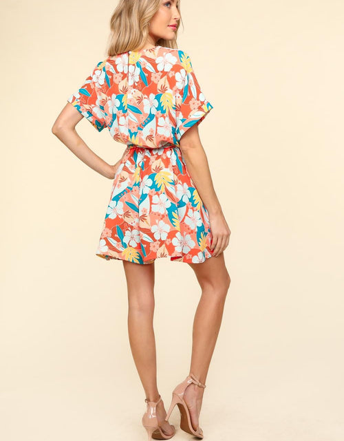 Load image into Gallery viewer, Haptics Tropical Floral Short Sleeve Tied Romper
