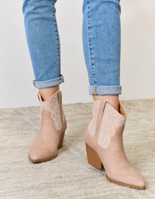 Load image into Gallery viewer, East Lion Corp Rhinestone Ankle Cowgirl Booties
