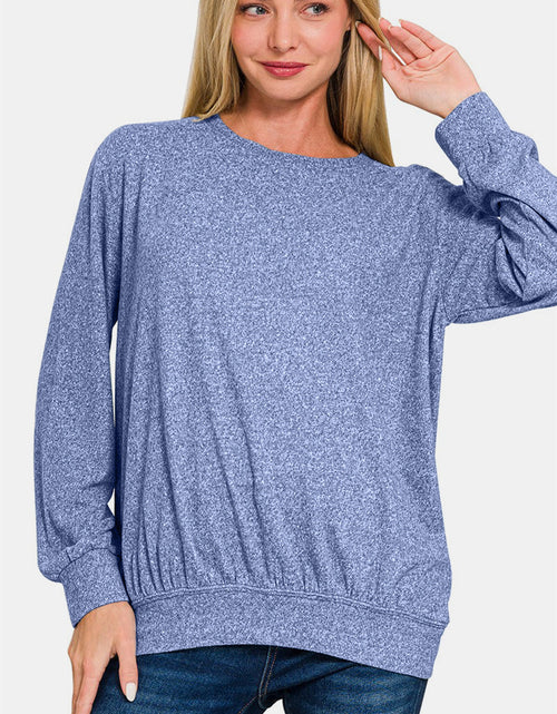 Load image into Gallery viewer, Zenana Full Size Melange Round Neck Top
