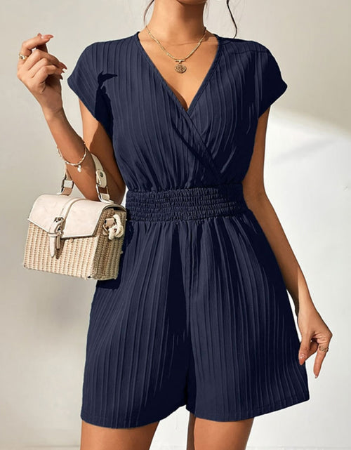 Load image into Gallery viewer, Tied Surplice Short Sleeve Romper
