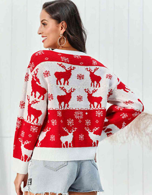 Load image into Gallery viewer, Reindeer Round Neck Sweater

