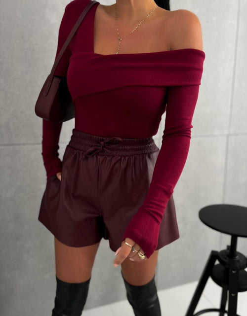 Load image into Gallery viewer, Asymmetrical Single Shoulder Long Sleeve T-Shirt
