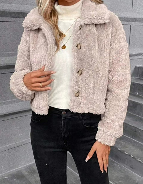 Load image into Gallery viewer, Button Up Long Sleeve Fuzzy Outerwear
