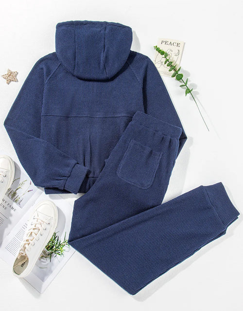 Load image into Gallery viewer, Drawstring Half Zip Hoodie and Joggers Active Set
