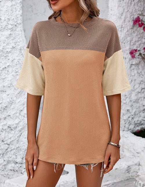 Load image into Gallery viewer, Mandy Color Block Round Neck Half Sleeve T-Shirt
