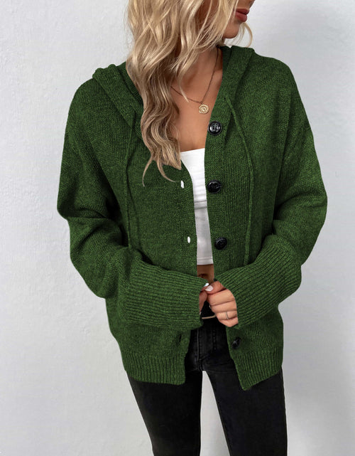 Load image into Gallery viewer, Button-Down Long Sleeve Hooded Sweater
