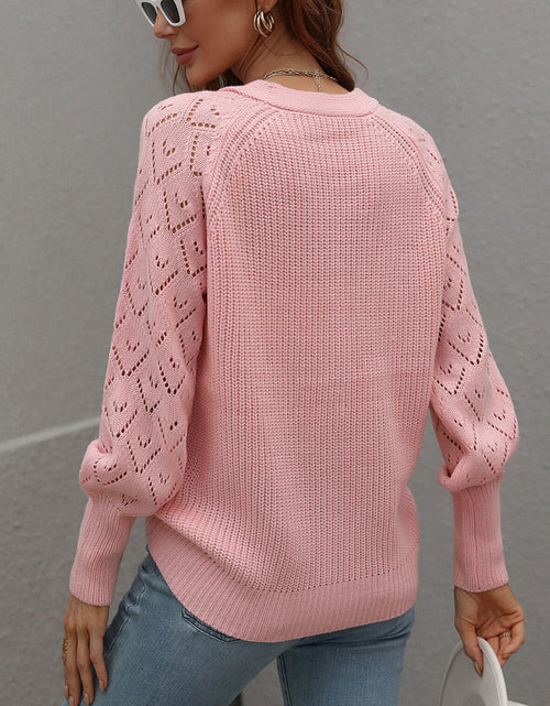 Load image into Gallery viewer, Rib-Knit Plunge Raglan Sleeve Cardigan
