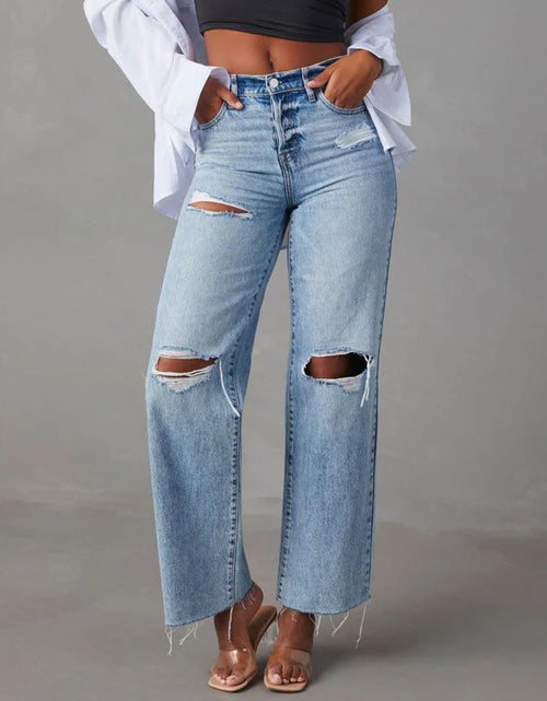 Load image into Gallery viewer, Distressed Straight Leg Jeans with Pockets
