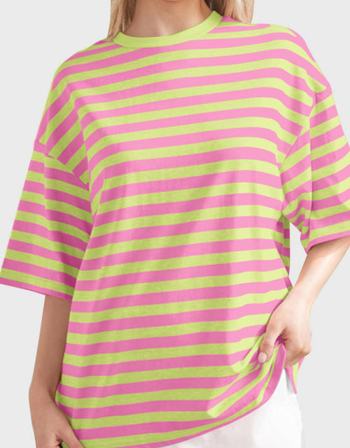 Load image into Gallery viewer, Striped Round Neck Half Sleeve T-Shirt

