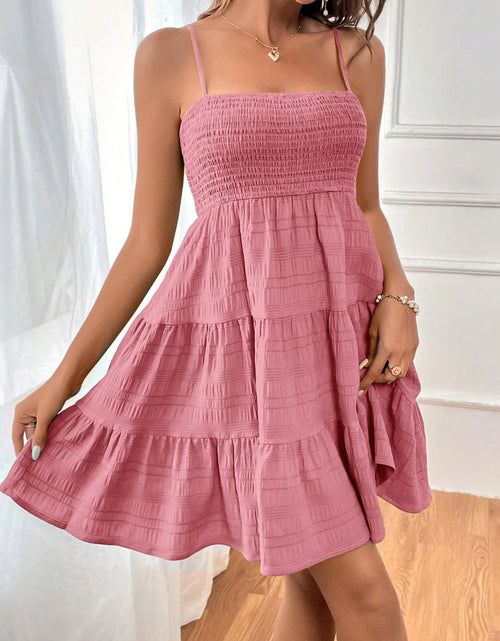 Load image into Gallery viewer, Smocked Tiered Sleeveless Mini Dress
