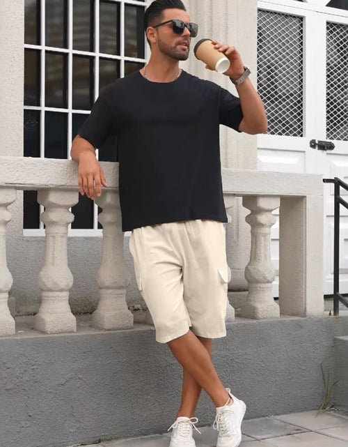 Load image into Gallery viewer, Men's Full Size Drawstring Shorts with Cargo Pockets Plus Size
