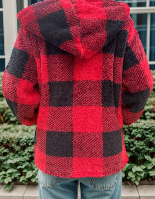 Load image into Gallery viewer, Double Take Full Size Plaid Long Sleeve Hooded Coat
